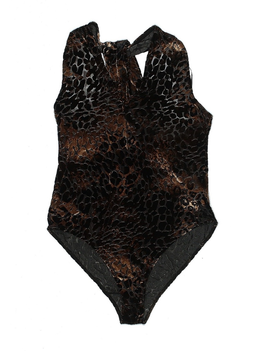 Zara Metallic Black and Brown Animal-Print Bodysuit